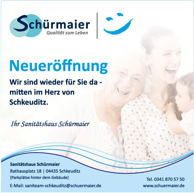 Infoflyer Neueröffnung Sanitätshaus Schürmaier in Schkeuditz